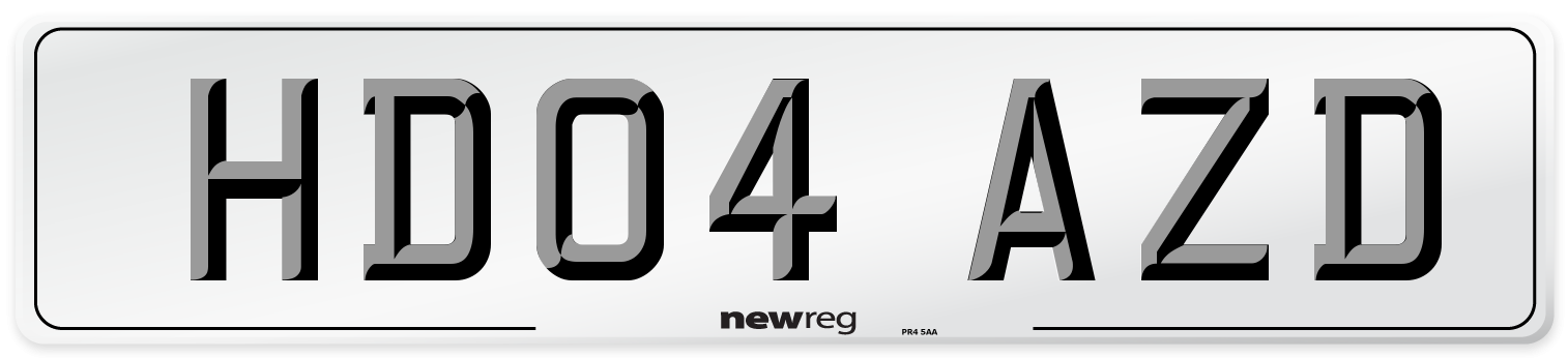 HD04 AZD Number Plate from New Reg